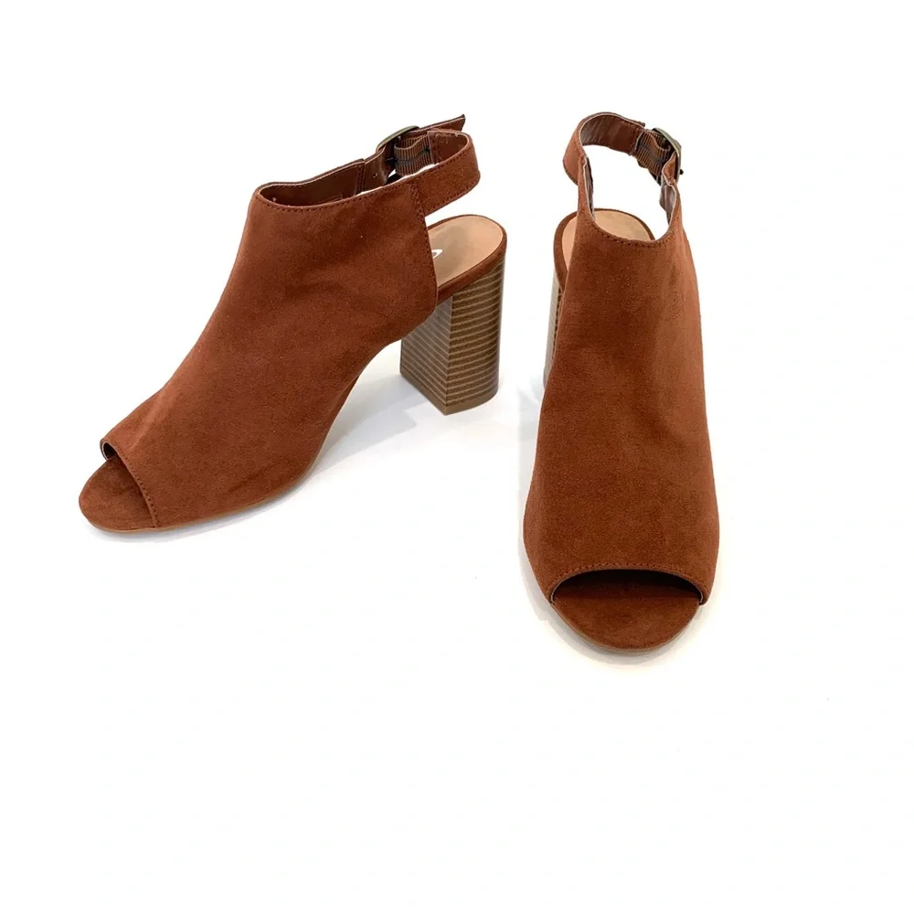 Chinese Laundry Bestie Open Toe Brown Suede Booties - Picture 4 of 10